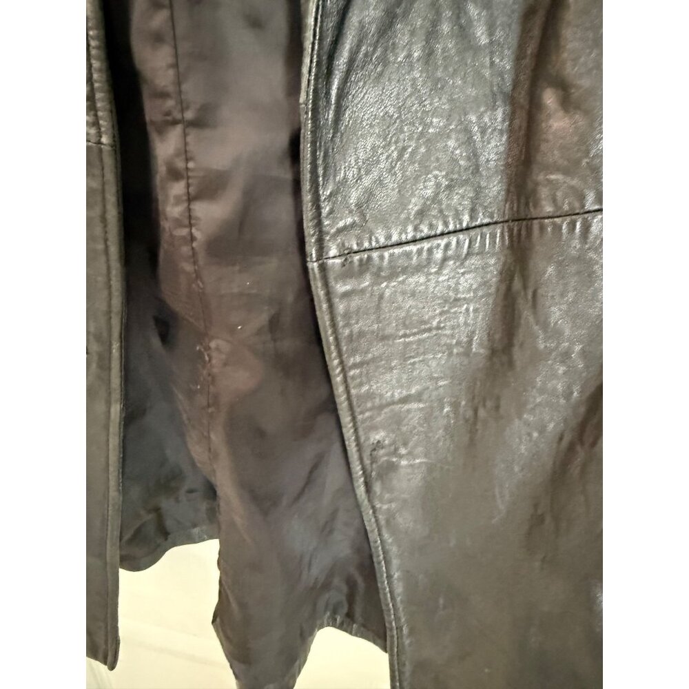Vintage 90's Dockers Black Leather Button Down Jacket Women's Small - Picture 6 of 6